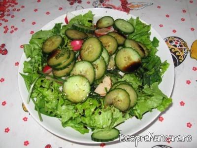 Salata pentru rulada din piept de curcan, cu paste, ciuperci si masline.