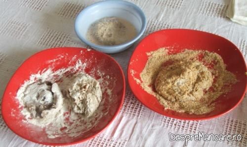 Ingrediente pentru pane' de nane - faina de grau, oua de gaina, batute cu telul, pesmet.