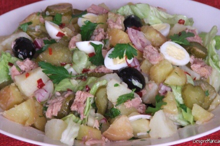 Salata orientala cu ton si oua de prepelita.