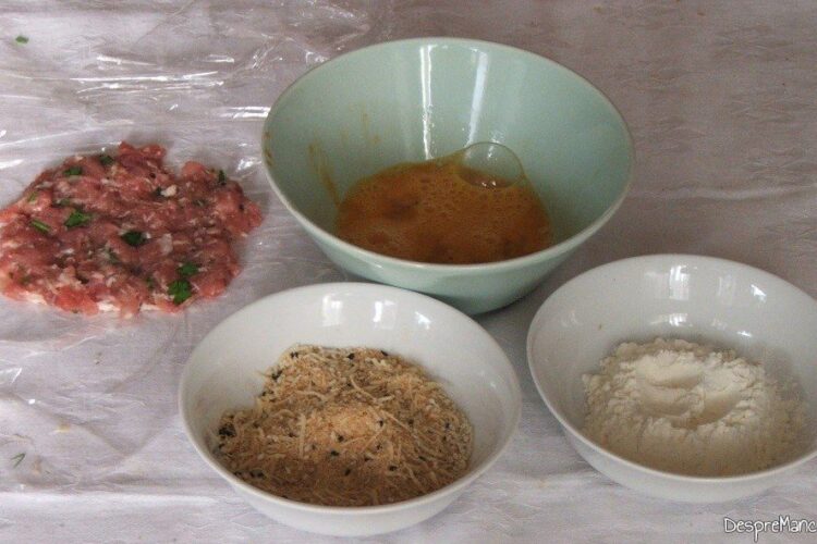 Ingrediente de trebuinta pentru oua de prepelita in cuib de carne tocata.