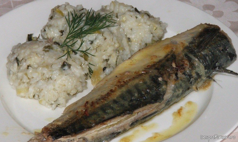 pilaf de orez cu praz si macrou prajit 13