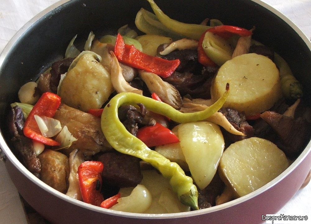 pastrama de oaie cu legume si pleorotus la cuptor 11