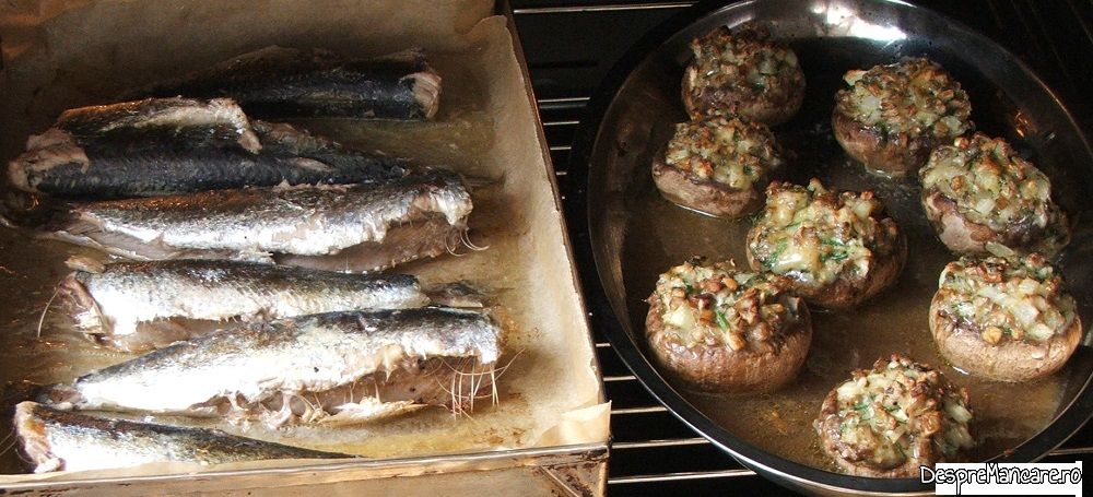 sardele cu ciuperci umplute si legume pane la cuptor 1 1
