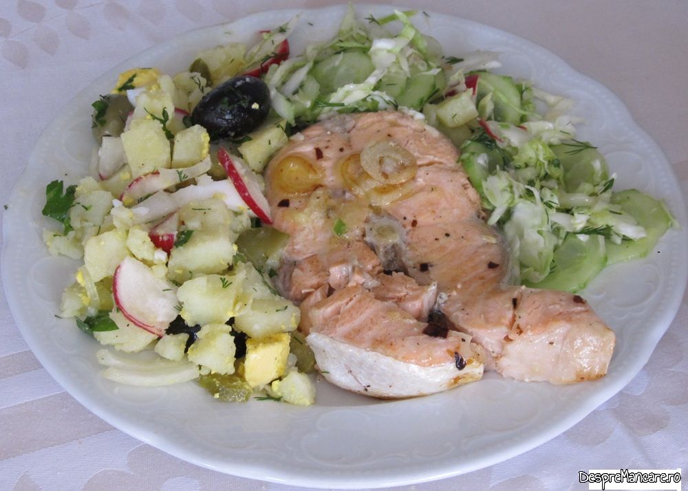 cotlet de somon la tigaie, cu salata orientala (1)