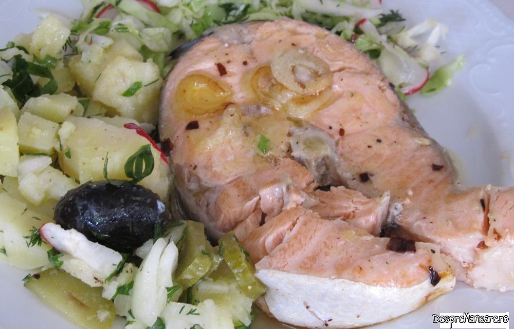 cotlet de somon la tigaie, cu salata orientala (6)