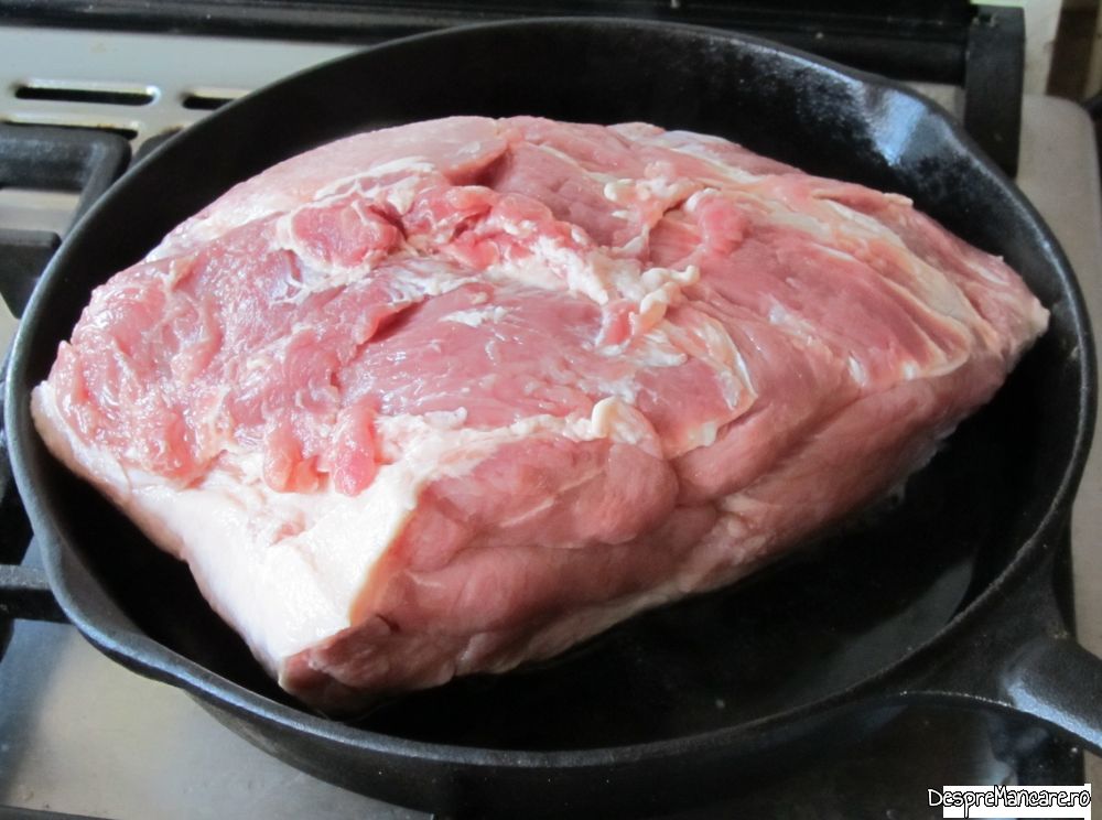 pulpa de porc cu condimente in tigaia de fonta la cuptor (1)